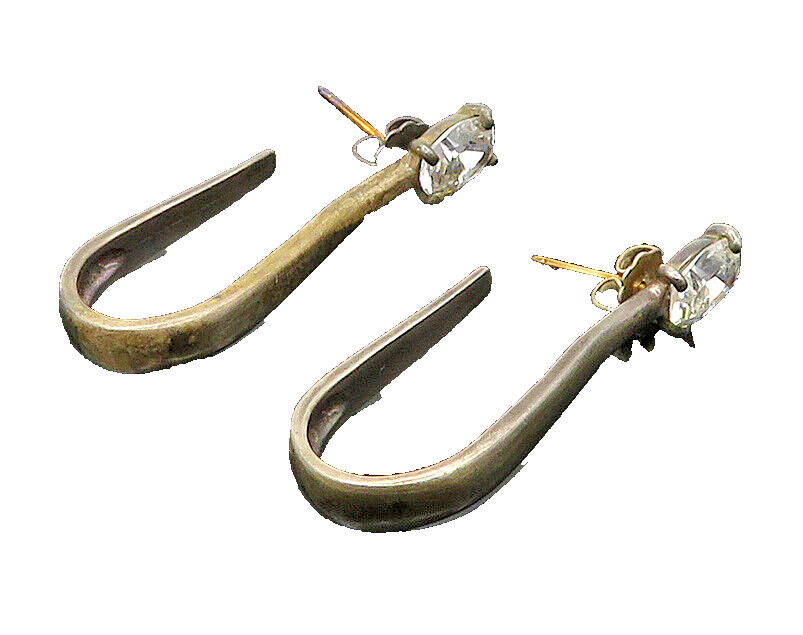 DESIGNER 925 Silver & 14k GOLD  Vintage Cubic Zirconia JHoop Earrings EG11568