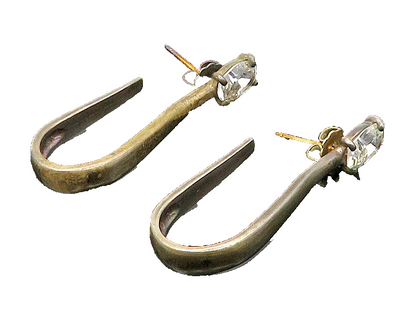 DESIGNER 925 Silver & 14k GOLD  Vintage Cubic Zirconia JHoop Earrings EG11568
