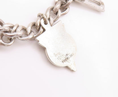 925 Sterling Silver Vintage Bracelet Ocean Life Dangling Larimar Charms  BT11276