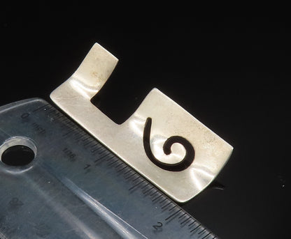 925 Sterling Silver  Vintage Spiral Cut Out Linear Concave Pendant  PT20478