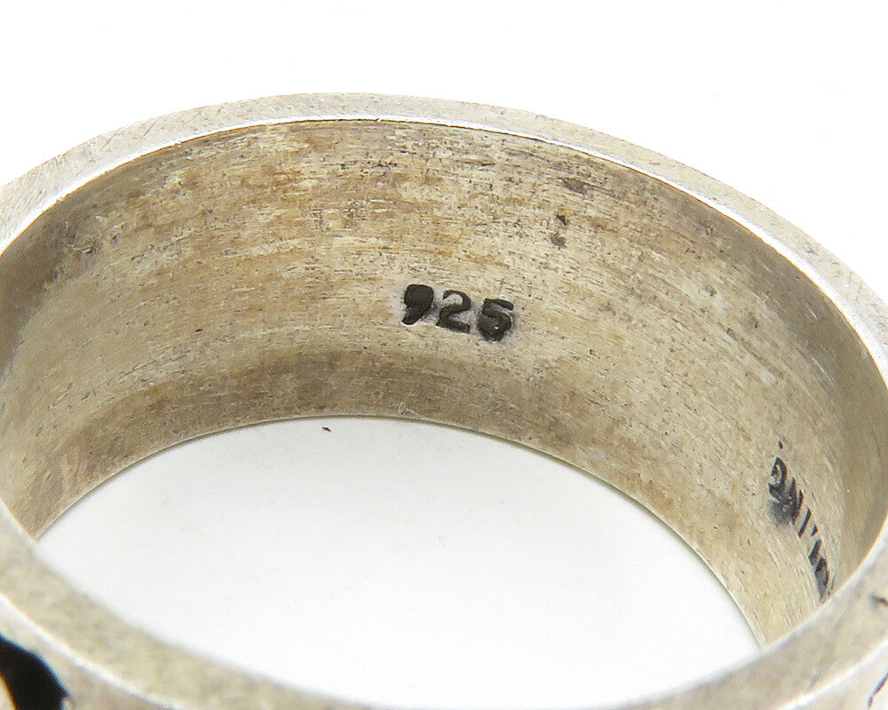 925 Sterling Silver  Vintage Oxidized Floral Vine Band Ring Sz 8.5  RG12634