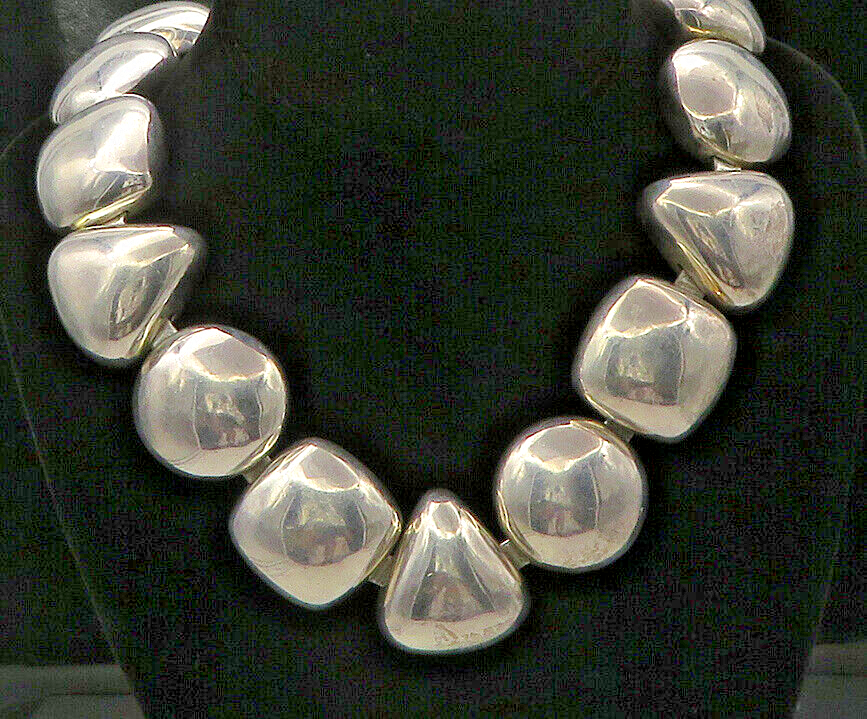 ZINA 925 Sterling Silver Vintage Multi Shaped Large Heavy Necklace NE3603