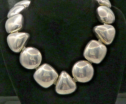 ZINA 925 Sterling Silver Vintage Multi Shaped Large Heavy Necklace NE3603