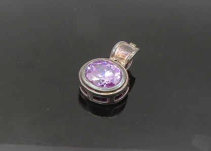 925 Sterling Silver  Vintage Purple Cubic Zirconia Dark Tone Pendant  PT17411