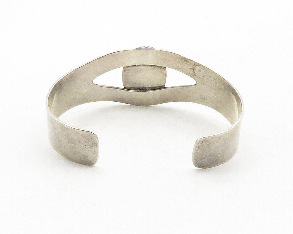 MEXICO 925 Silver  Vintage Cabochon Cut Sodalite Smooth Cuff Bracelet  BT4922