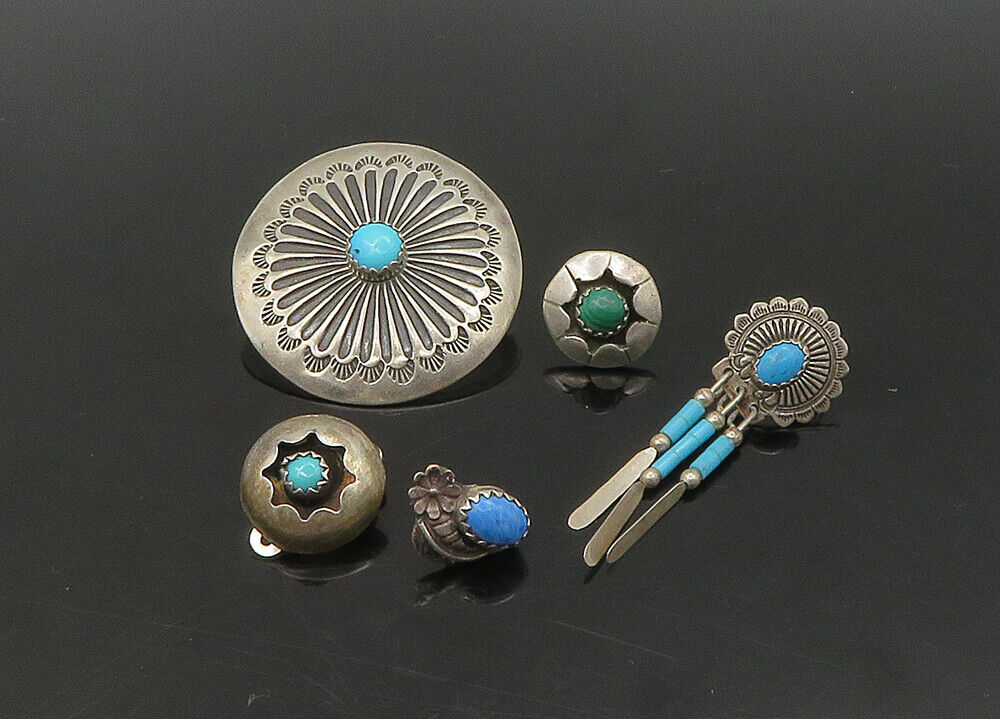 ZUNI NAVAJO 925 Silver  Vintage MultiStone Lot Single Earrings  EG11263