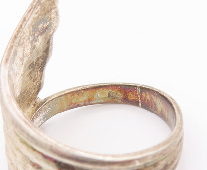 925 Sterling Silver Vintage Ring Curved Solid Feathered Wings Sz 6.5  RG27786