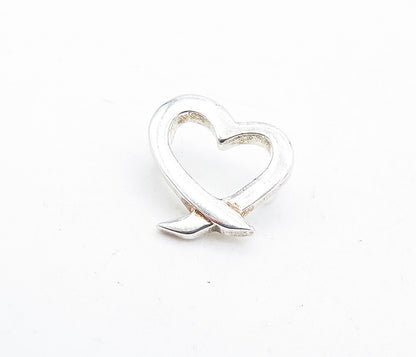 925 Sterling Silver  Vintage Shiny Petite Open Love Heart Slide Pendant PT3644