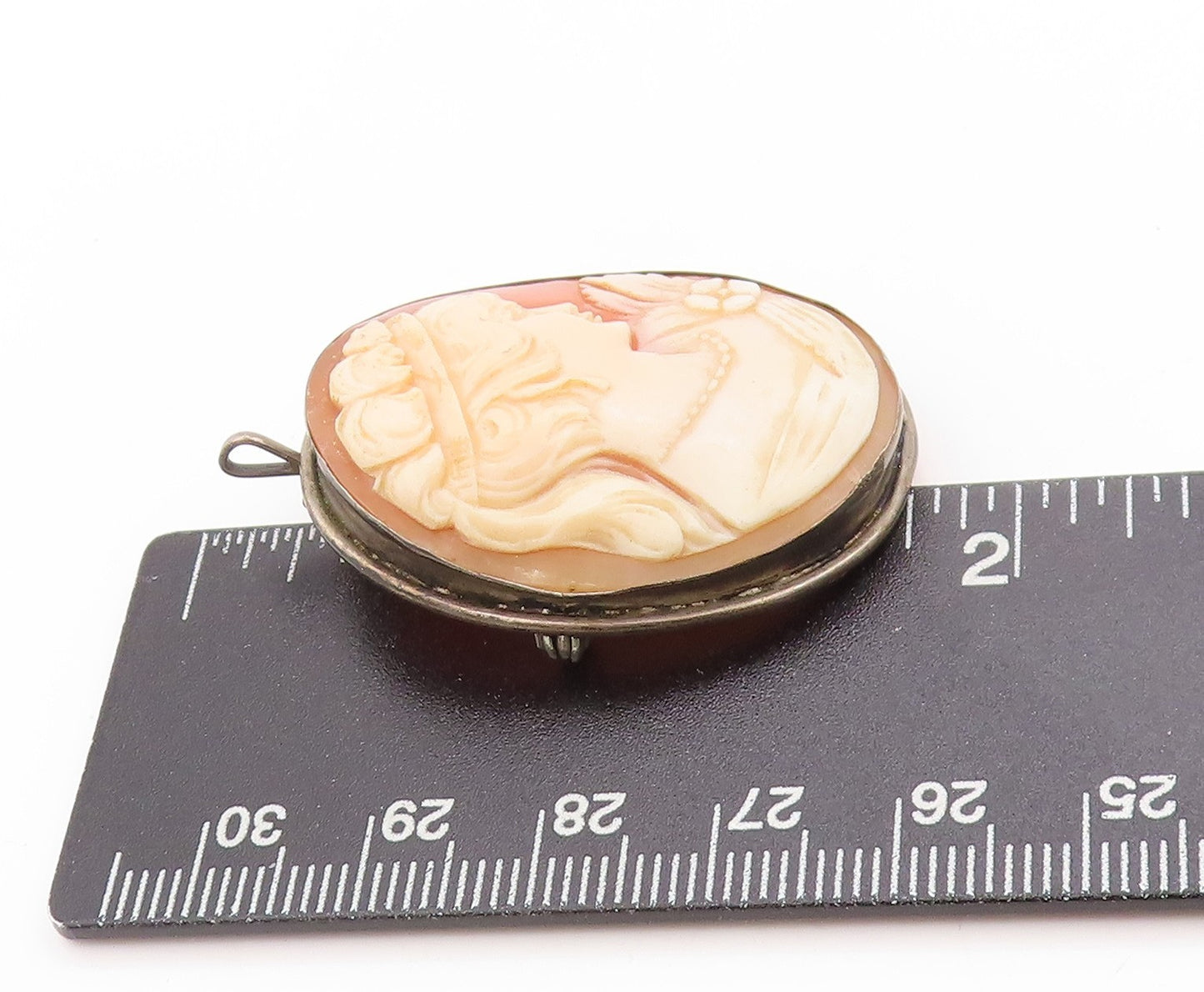 925 Sterling Silver Vintage Brooch Carved Victorian Revival Cameo Pin  BP11890