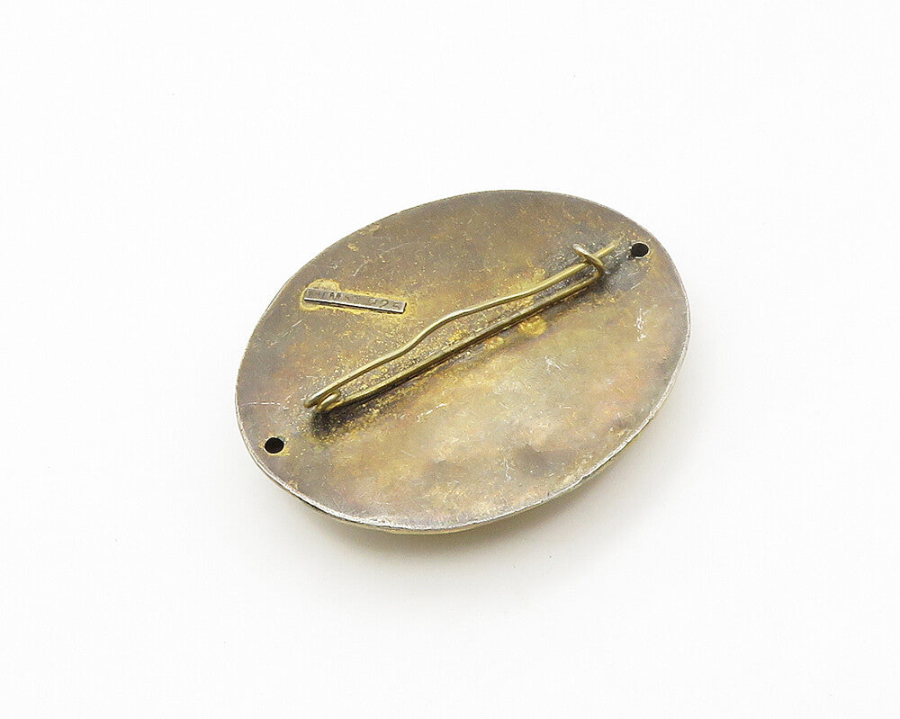 GOZDE YILMAZ 925  Silver  Vintage Cabochon Carnelian Oval Brooch Pin  BP6969
