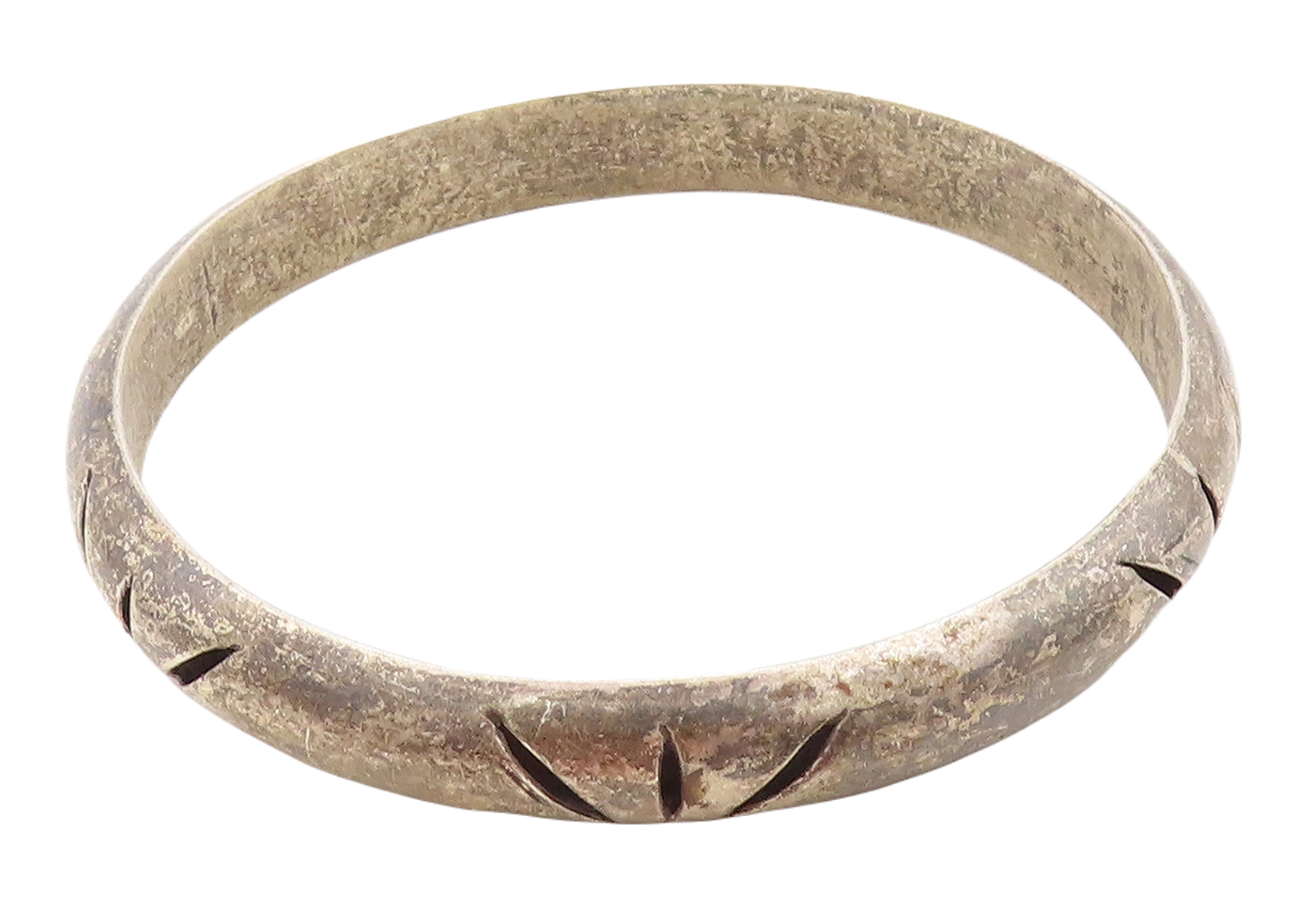 MEXICO 925 Sterling Silver  Vintage Dark Tone Cutout Bangle Bracelet  BT1809