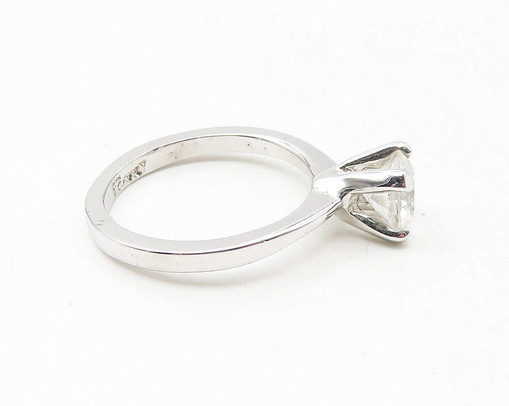 AVON 925 Sterling Silver  Prong Set Topaz Shiny Solitaire Ring Sz 5  RG11392