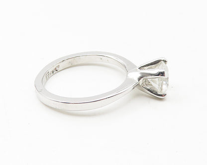 AVON 925 Sterling Silver  Prong Set Topaz Shiny Solitaire Ring Sz 5  RG11392