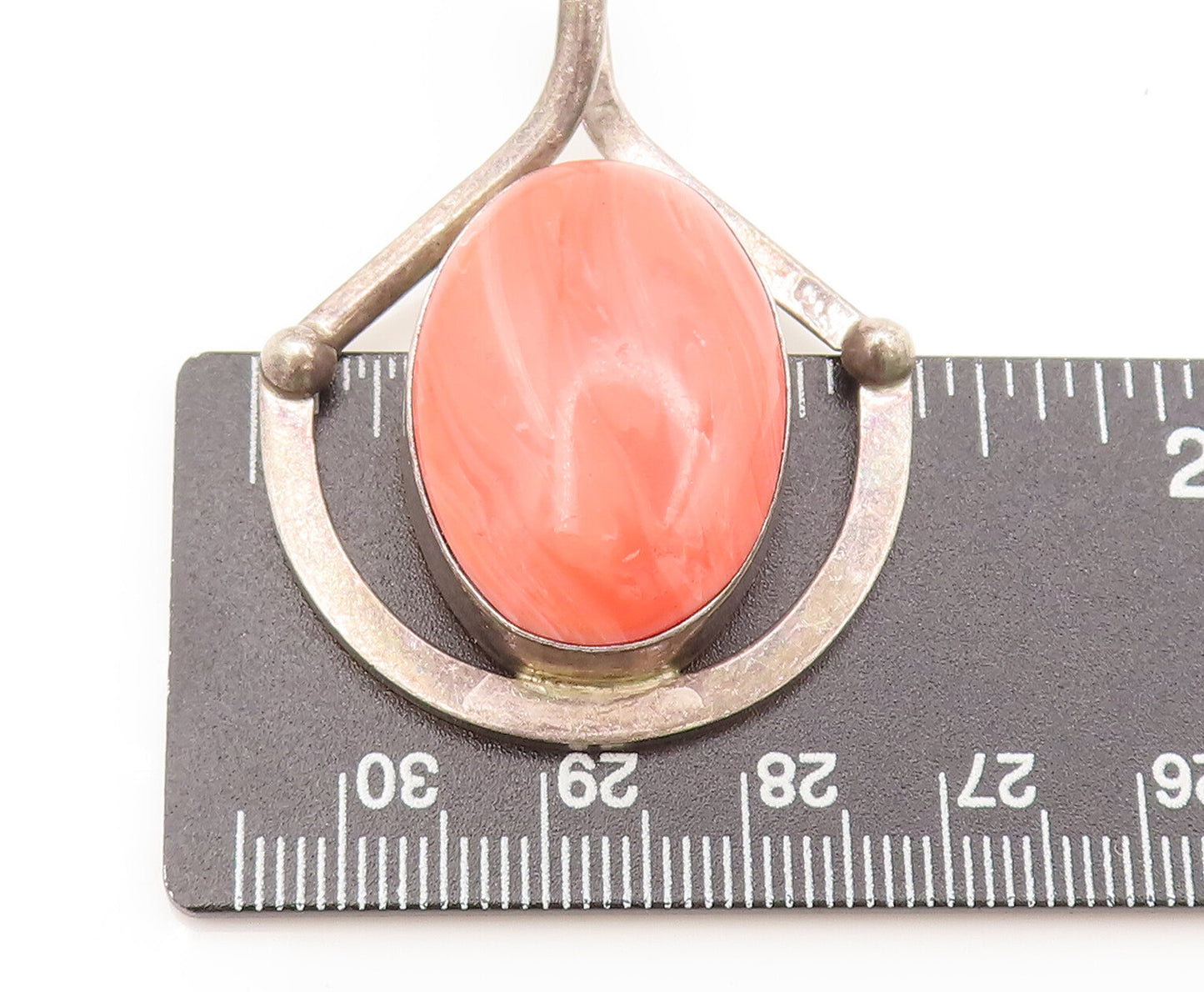 MEXICO 925 Sterling Silver Vintage Cabochon Rhodochrosite Pendant PT22302