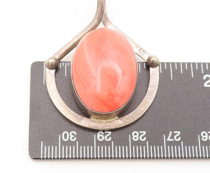 MEXICO 925 Sterling Silver Vintage Cabochon Rhodochrosite Pendant PT22302
