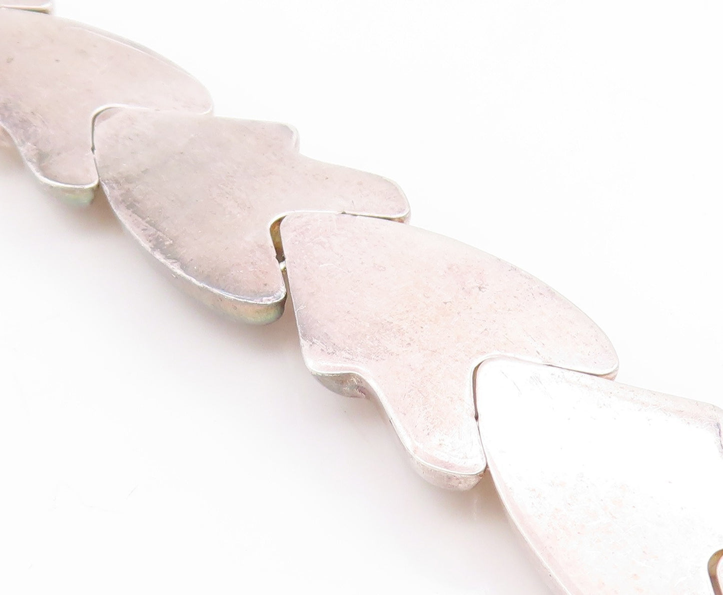 925 Sterling Silver Vintage Bracelet MILOR ITALY Classic Puffy Leaf Link BT11923