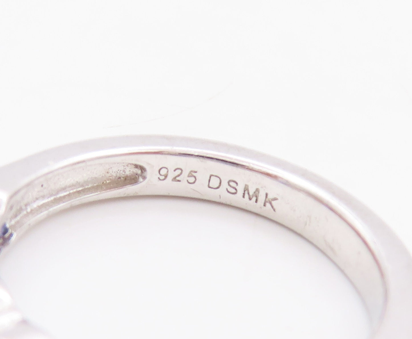 925 Sterling Silver Vintage Ring Round Cut Blue & White CZ Band  Sz 7  RG29799