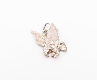 925 Sterling Silver  Vintage Shiny Flying Eagle Petite Drop Pendant  PT17952