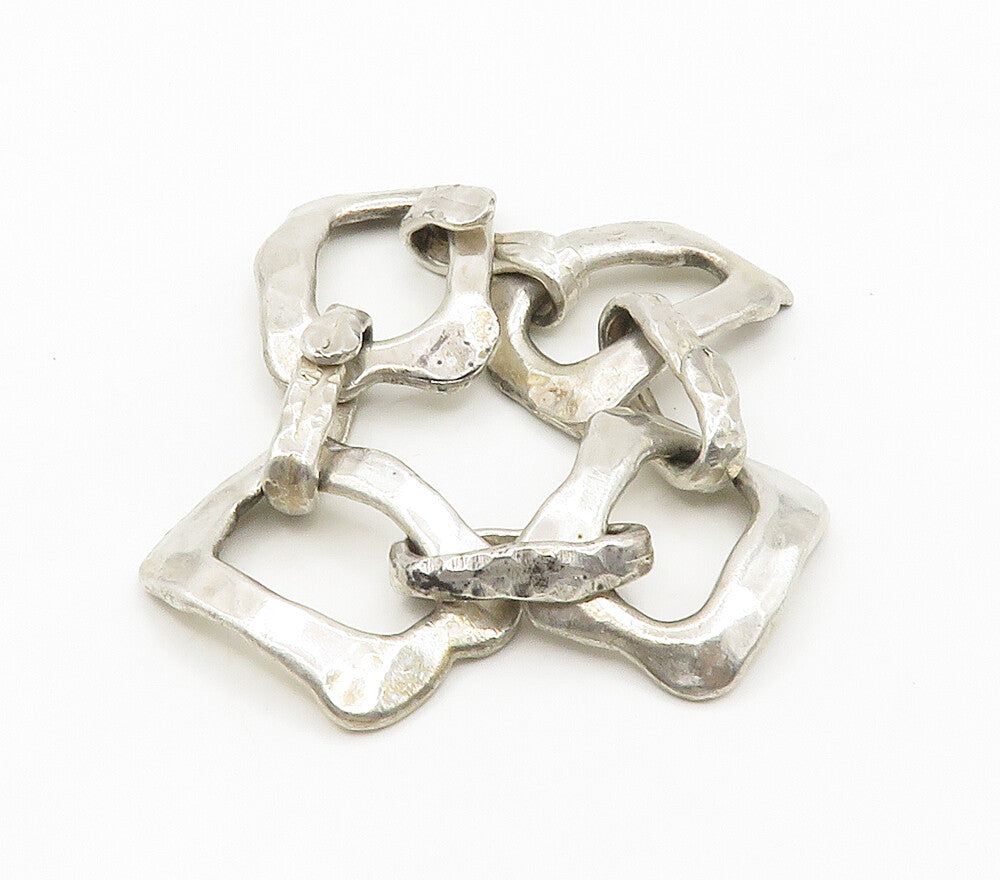HATTIE CARNEGIE 925 Silver  Vintage RARE Hammered Heavy Chain Bracelet BT6237