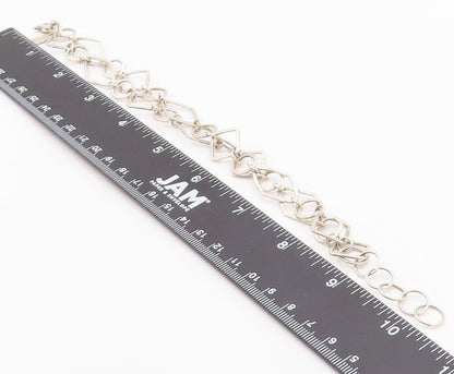 DESIGNER 925 Silver Vintage Shiny Hammered Multi Shape Chain Bracelet BT8819
