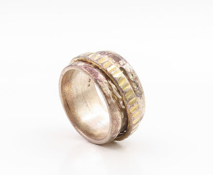 925 Sterling Silver Vintage Ring SILPADA Two Tone Hammered Band  Sz 7.5  RG36009