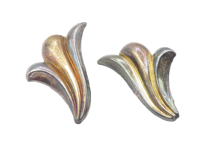 925 Sterling Silver  Vintage Dark Tone Floral Non Pierce Earrings  EG6074