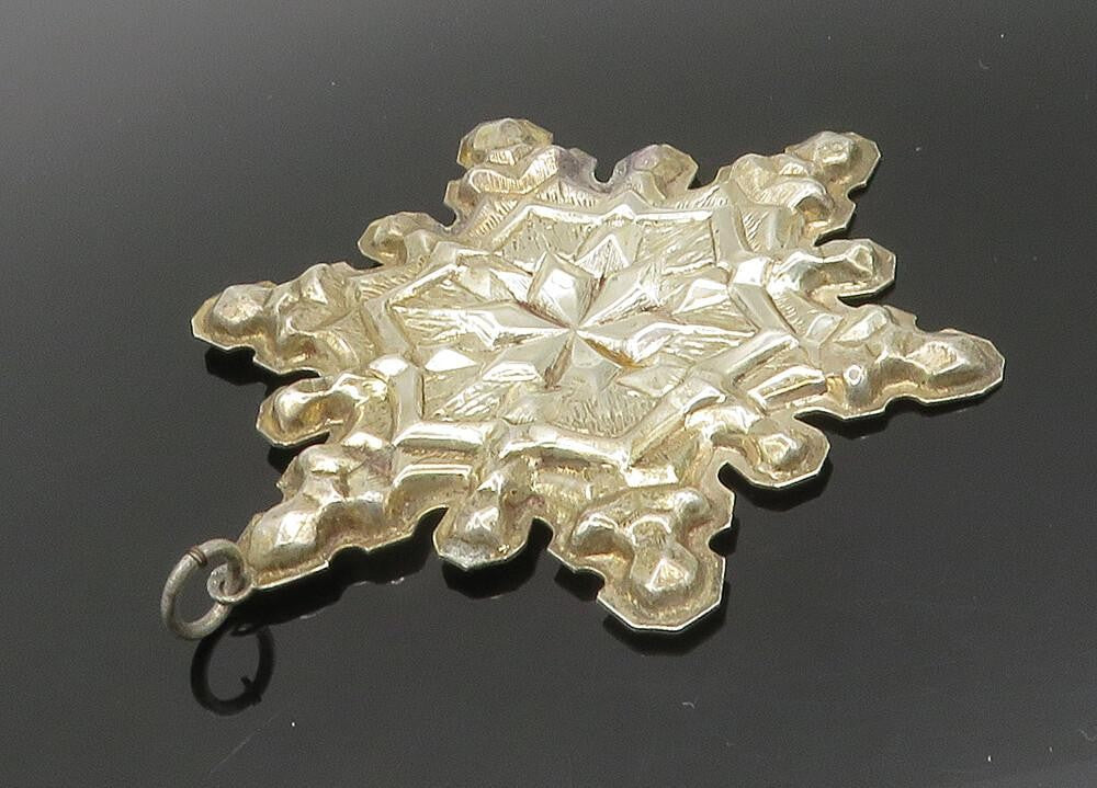 GORHAM 925 Silver  Vintage Antique Shiny Christmas Snowflake Pendant  PT16369