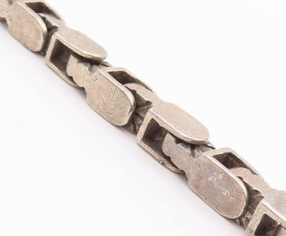 925 Sterling Silver Vintage Bracelet MEXICO Brutalist Heavy Cutout  BT10659