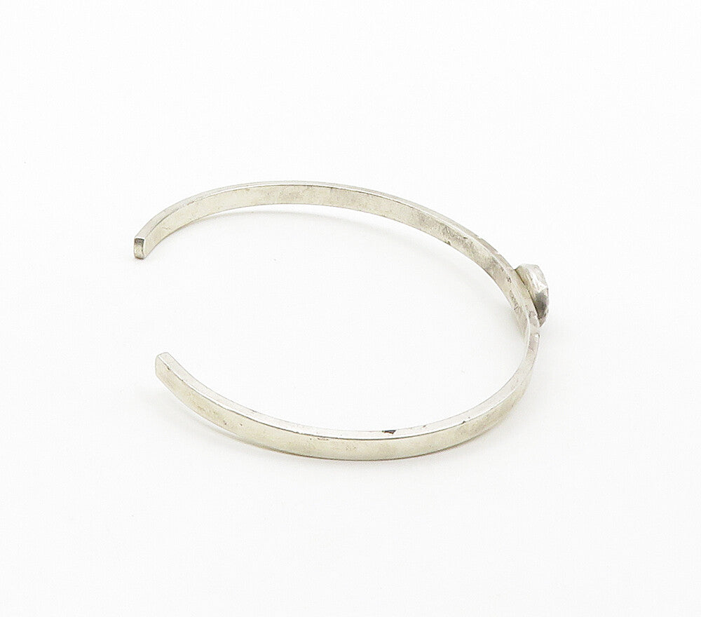 S. COOPER 925 Sterling Silver Vintage Faceted Labradorite Cuff Bracelet BT6348