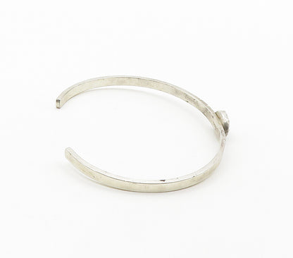 S. COOPER 925 Sterling Silver Vintage Faceted Labradorite Cuff Bracelet BT6348