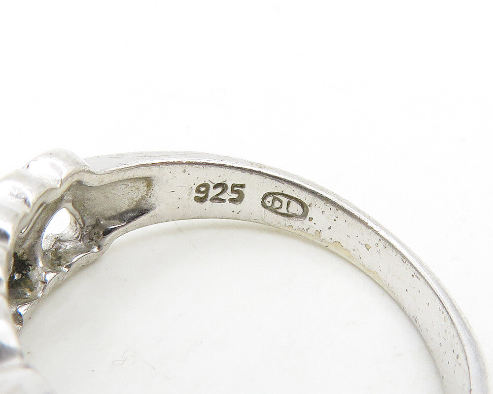 925 Sterling Silver  Vintage Up & Down Love Hearts Band Ring Sz 7  RG18786