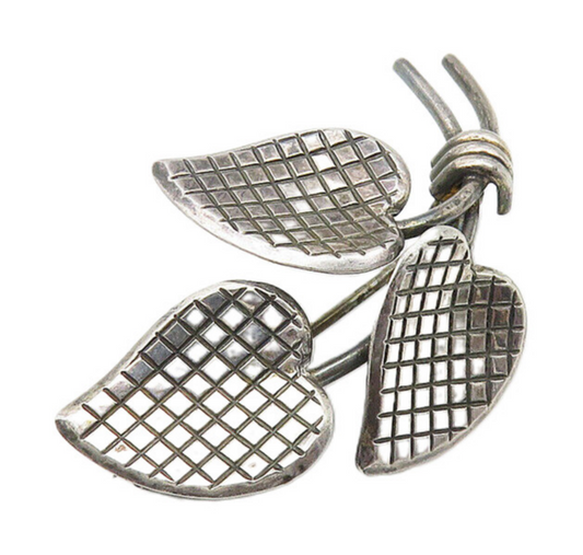 925 Sterling Silver  Vintage Shiny Cross Etched Flower Bunch Brooch Pin BP4236