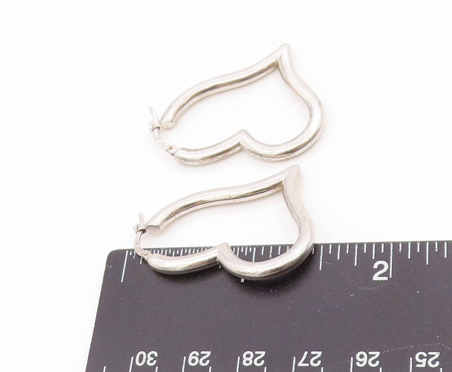 925 Sterling Silver Vintage Earrings Minimalist Open Love Heart Hoops  EG13970