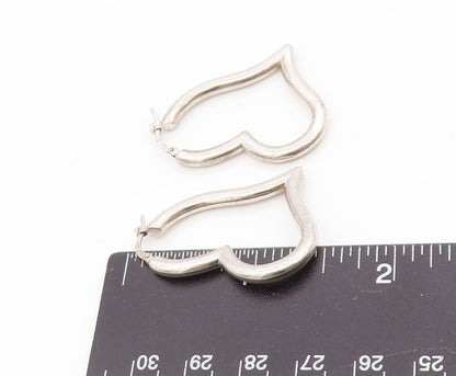 925 Sterling Silver Vintage Earrings Minimalist Open Love Heart Hoops  EG13970