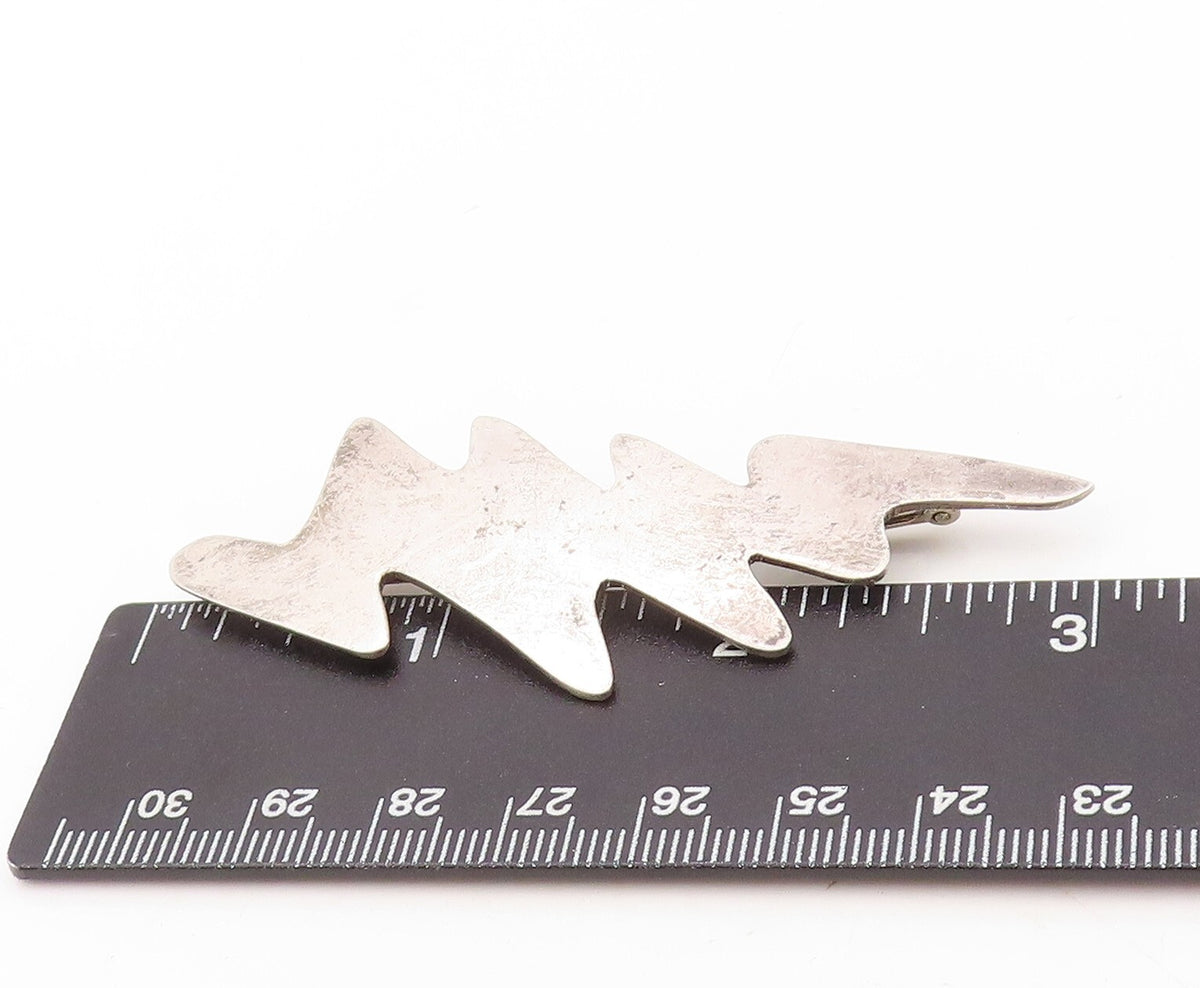 925 Sterling Silver Vintage Brooch Pin MEXICO Brutalist Cutout Thunder  BP11264