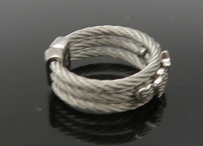 925 Silver  Vintage Genuine Diamonds Star Floral Twist Band Ring Sz 7  RG21853