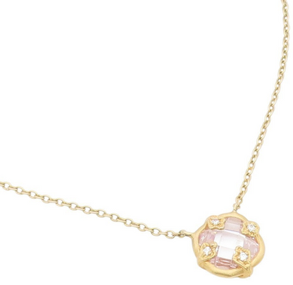 925 Sterling Silver Vintage Necklace Gold Plated Elegant Quartz & CZ  NE4849