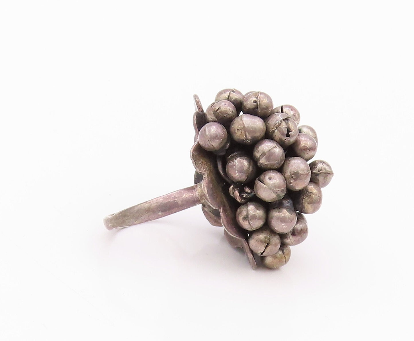 925 Sterling Silver Vintage Ring Antique Dark Tone Bunch Of Grapes Sz 6  RG32012
