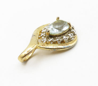 ROSS SIMON 925 Silver  Vintage Genuine Diamond & Blue Topaz Pendant  PT12078
