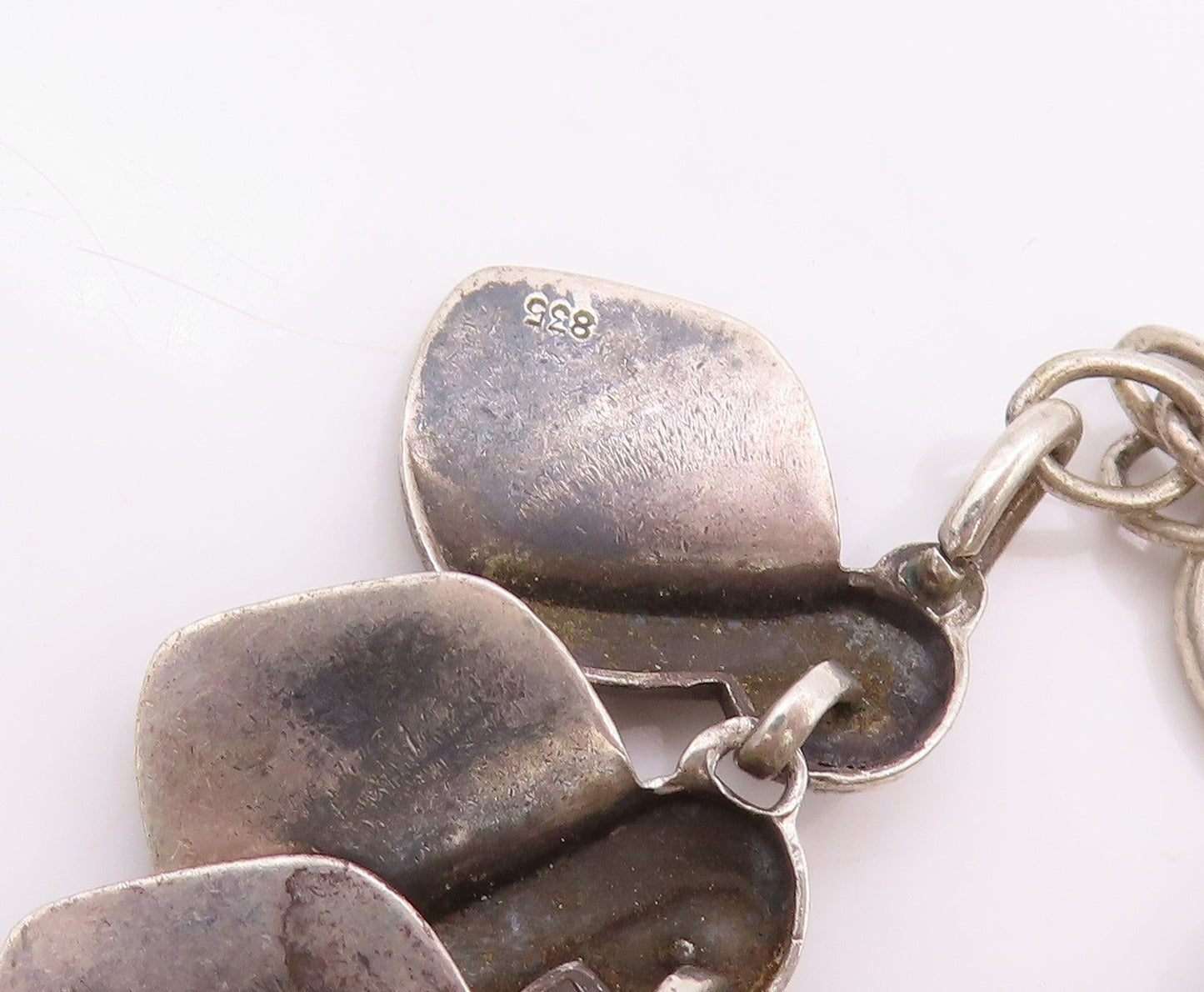 925 Sterling Silver Vintage Necklace DENMARK Dark Tone Designer Cut Band NE4500