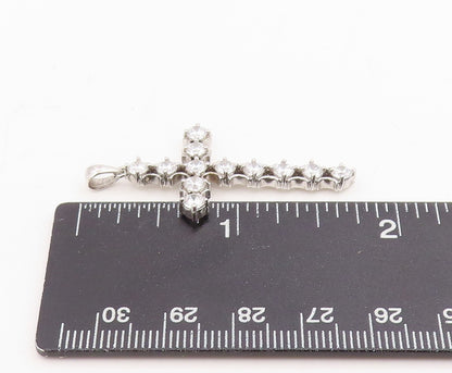 925 Sterling Silver Vintage Pendant Bezel Set CZ Religious Cross Charm  PT25738