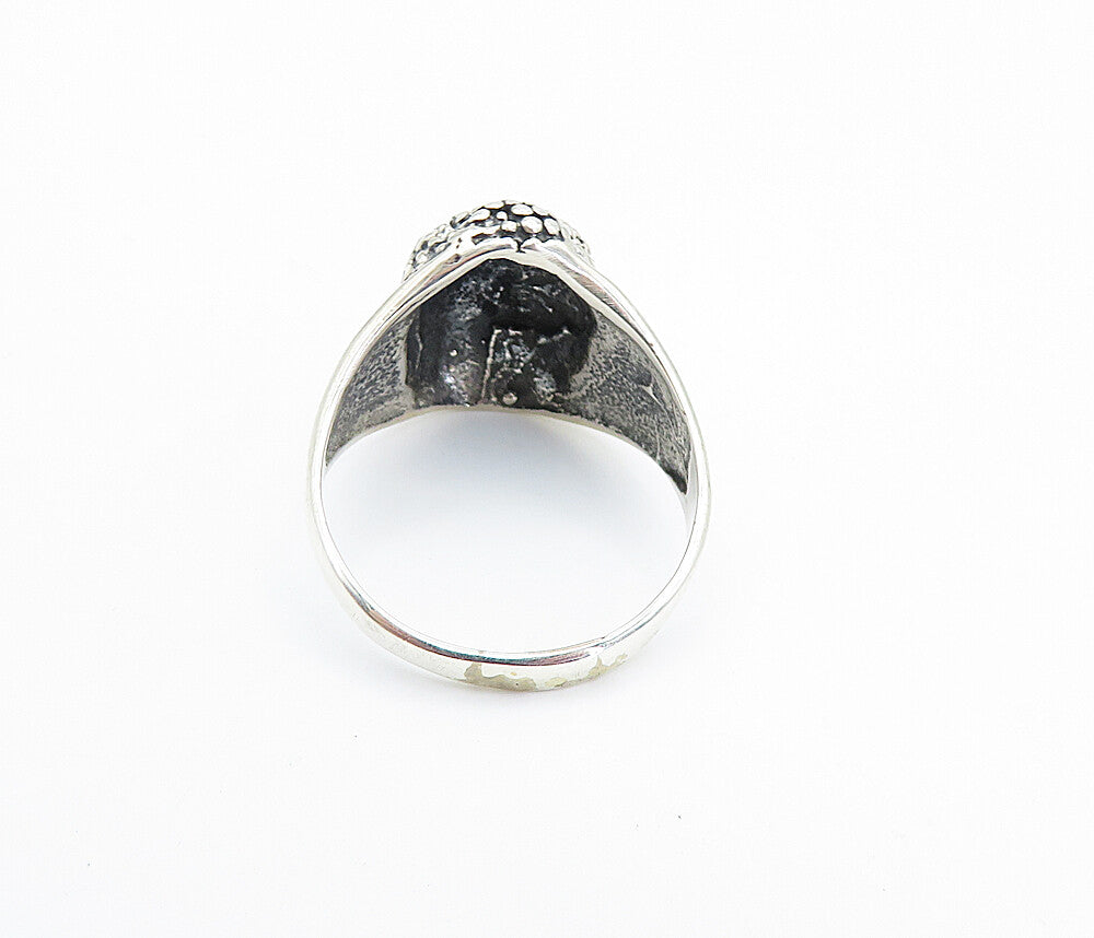 925 Sterling Silver  Shiny Chiseled Face Design Band Ring Sz 7.5  RG8169