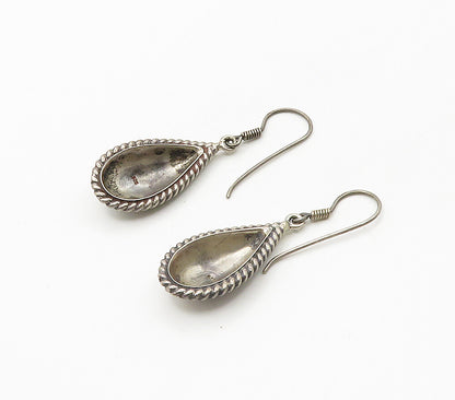 925 Sterling Silver  Vintage Tear Drop Dome Twist Dangle Earrings  EG8371