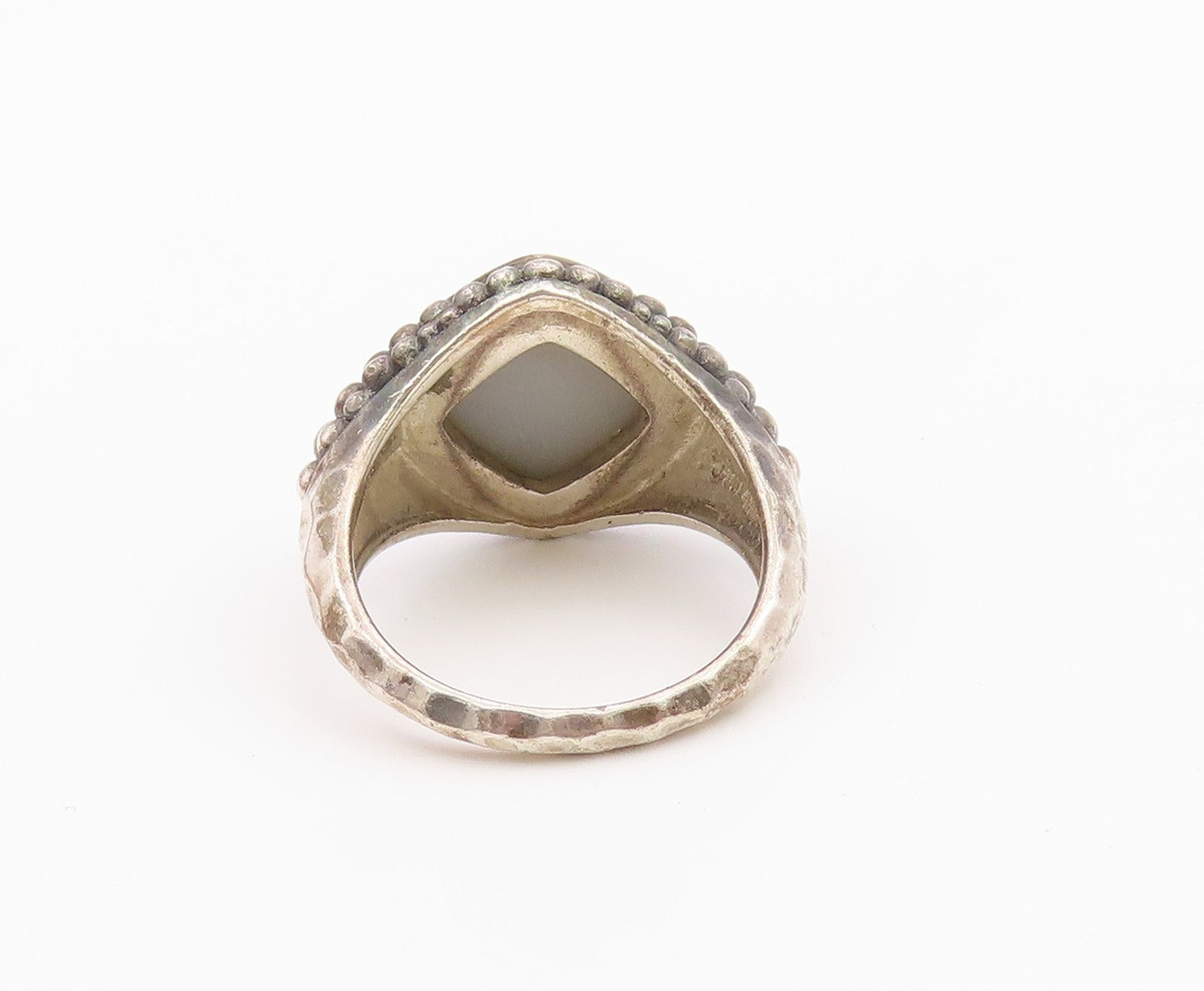 925 Sterling Silver Vintage Ring MICHAEL DAWKINS Drusy Quartz Band Sz 8 RG36452