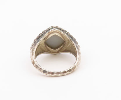 925 Sterling Silver Vintage Ring MICHAEL DAWKINS Drusy Quartz Band Sz 8 RG36452