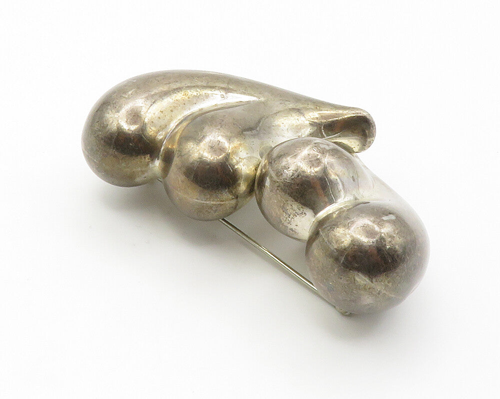 JONDELL SPAIN 925 Silver  Vintage Hollow Double Love Hearts Brooch Pin  BP5502