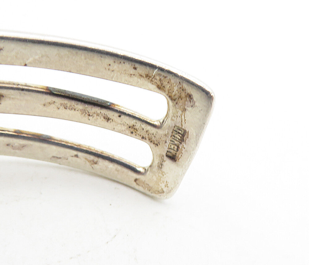 MEXICO 925 Sterling Silver  Vintage Shiny Wavy Split Cuff Bracelet  BT3551