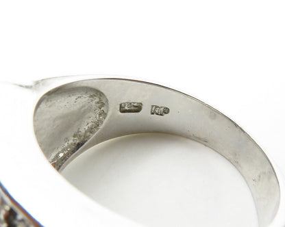 925 Silver  Cubic Zirconia Floral Motif Shiny Cocktail Ring Sz 9  RG19453