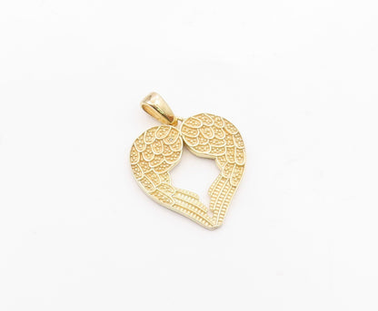 925 Sterling Silver  Vintage Genuine Diamond Angel Wings Heart Pendant PT15768