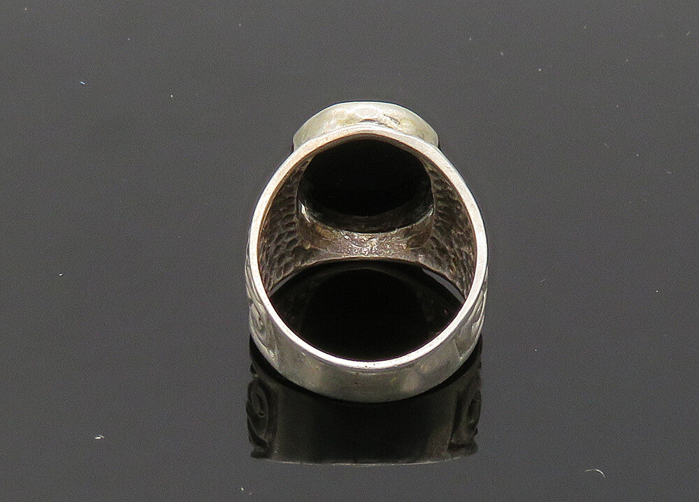 925 Sterling Silver  Vintage Black Onyx Swirl Cocktail Ring Sz 7  RG20062